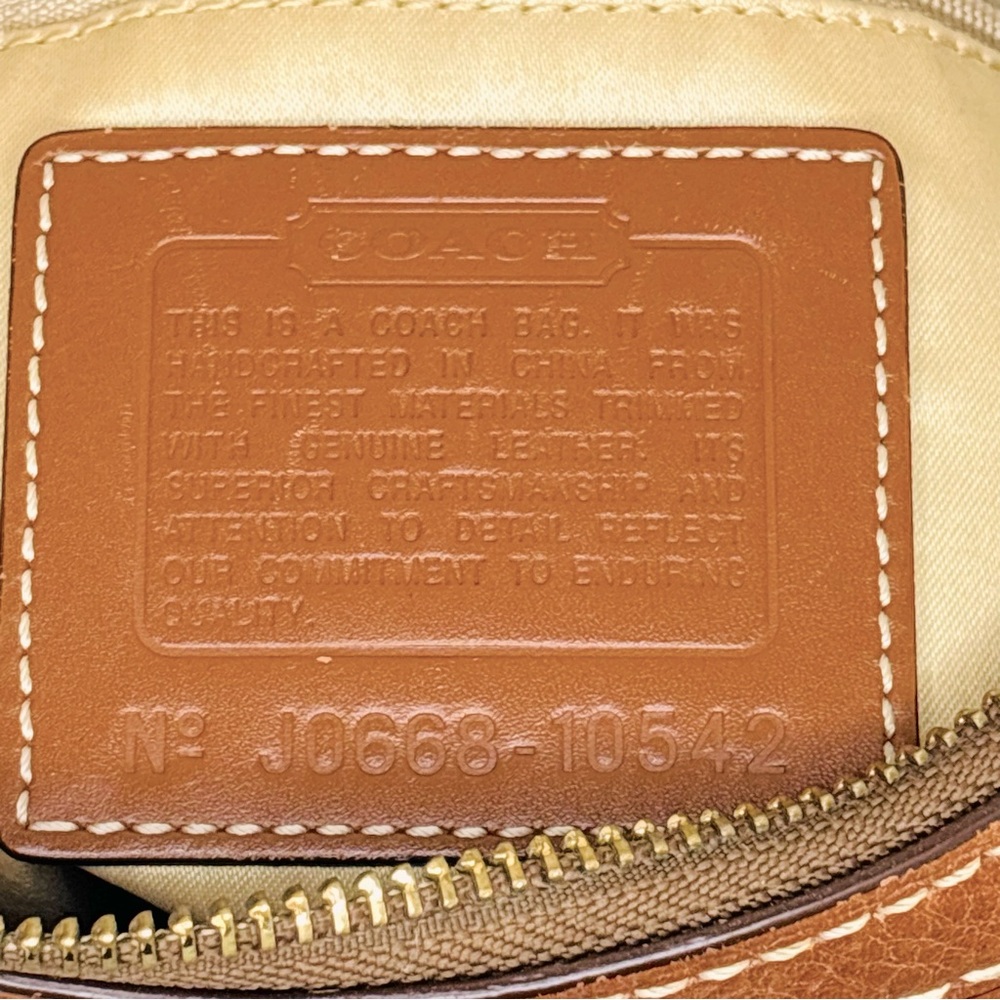 Coach Brown Leather Signature C Hampton Canvas Stripe Shoulder Bag Handbag 10542 - Picture 11 of 11